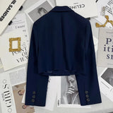 Black Short Blazer For Women Trendy 2024 Versatile Notch Collar Short