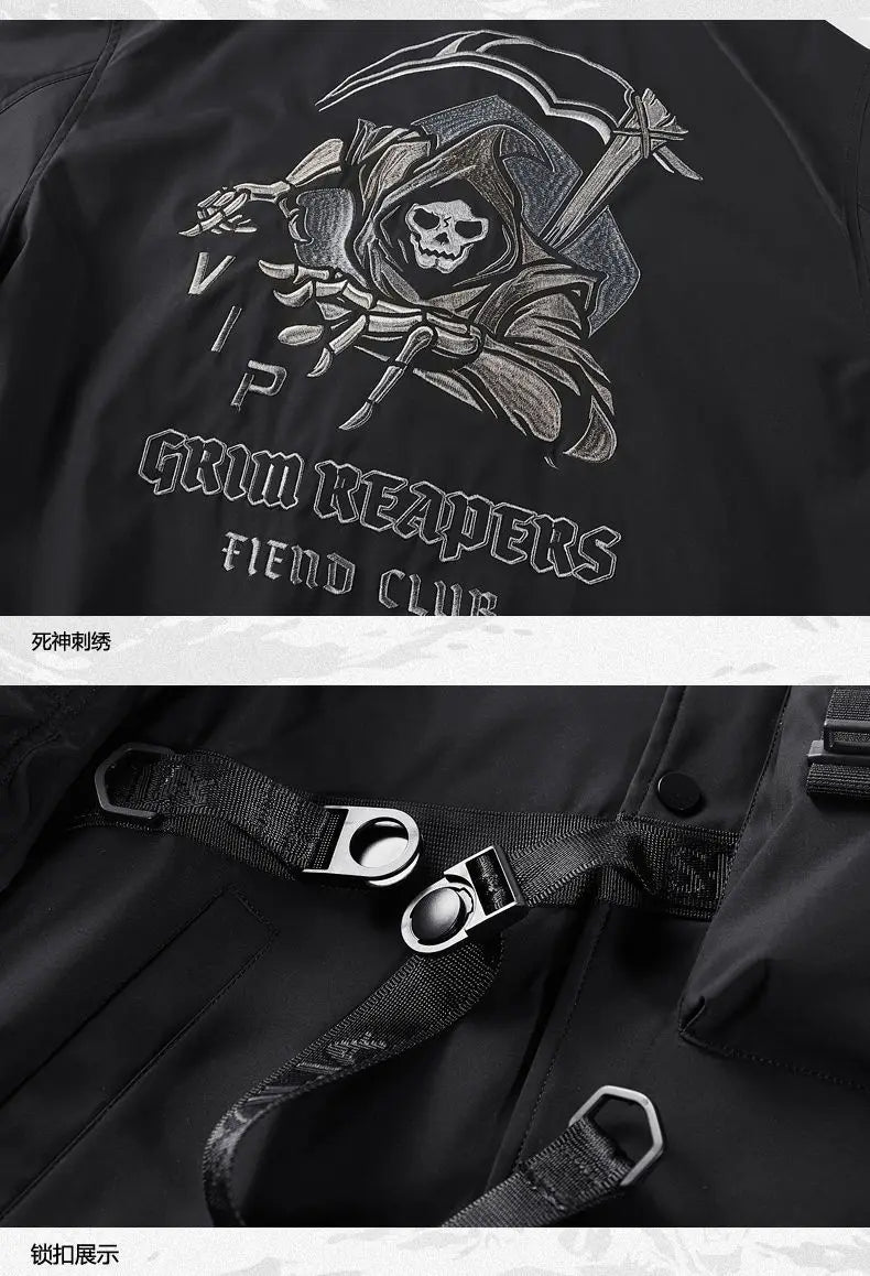 Hot selling skull embroidery men jacket motorcycle clothes Baseball uniform handsome outdoor harajuku streetwear 2023 new tops