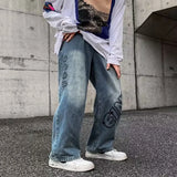 2023 new fashion letter graffiti brown hip hop men baggy jeans pants y2k clothes straight vintage denim trousers pantalon homme ripped baggy denim