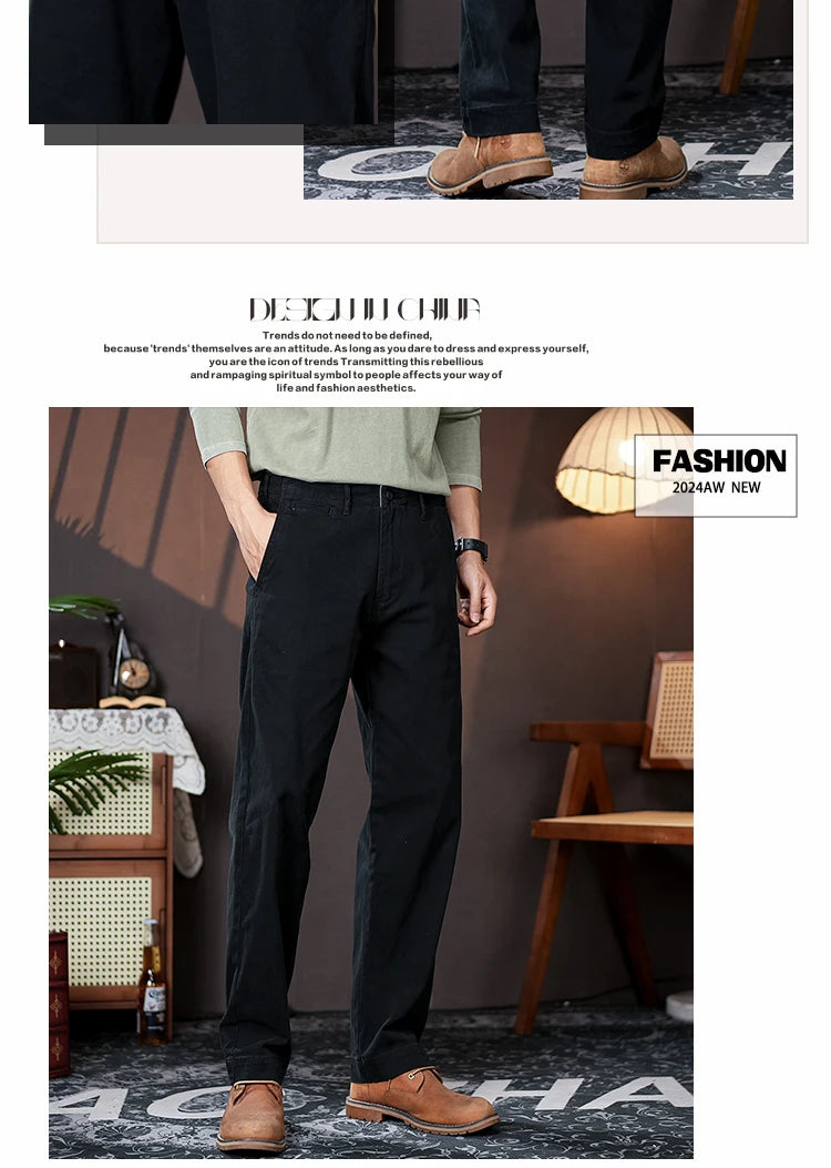 men american retro handsome loose casual business pure cotton pants japanese amikaji fashion straight cargo pant trouser unique cargo style 2513