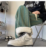high quality stripe plaid mens trousers baggy straight fashion classic padded autumn winter casual pants male plus size m 8xl unique default style 1159