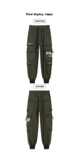 mens cargo pants elastic waist trousers with pockets streetwear hip hop loose fit ankle drawstring military sweatpants joggers unique joggers style 2533