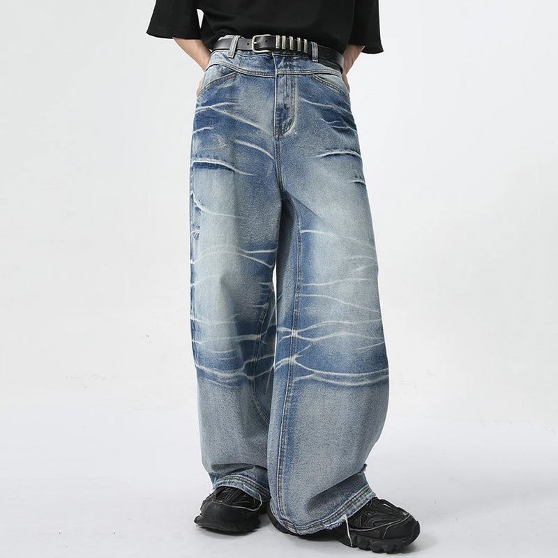vintage blue baggy jeans man loose straight denim pants harajuku hip hop jeans trousers men urban skinny jeans