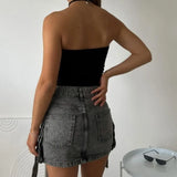Vintage Y2K New Harajuku Multiple Pockets Denim Plaid Skirt Goth Black Mini Skir Fashion Womens Casual Versatile Sexy Streetwear