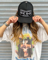 24SS New Vintage Retro Cross Printing Washed Distressed Short Sleeves T-Shirt Tops