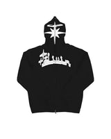 Y2K Full Zip Hoodies Embroidery Pattern Gothic Hooded Sweatshirts Over