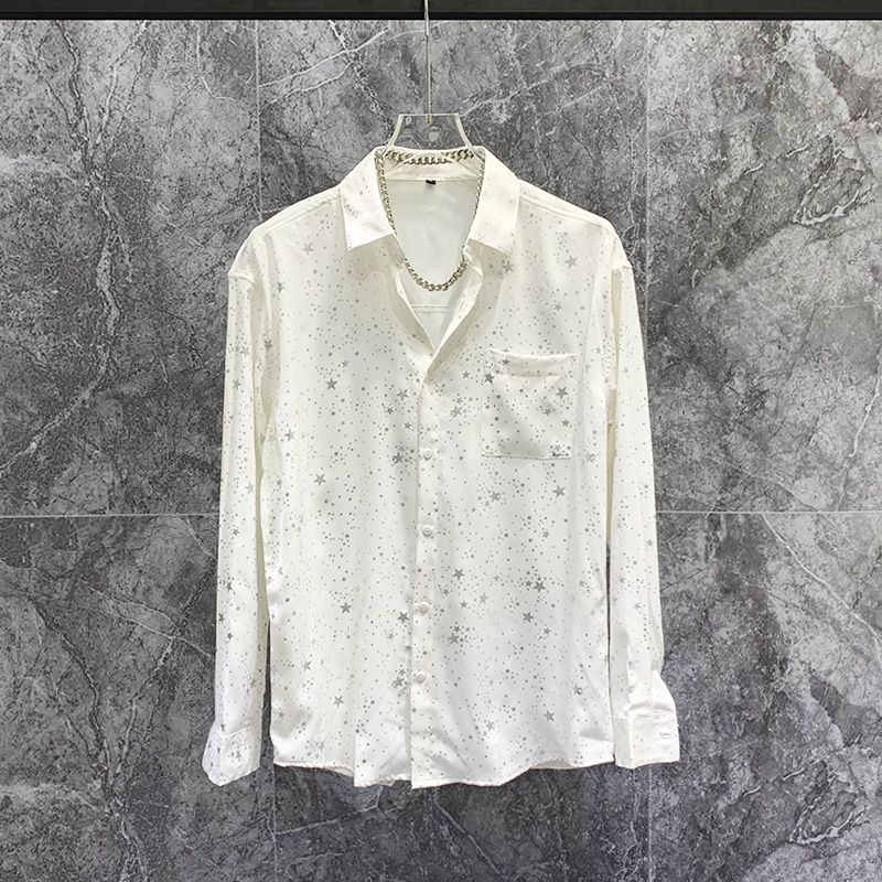2023 Summer New Fashion Korean Light Luxury Fashion Shirt Men's Loose Long-sleeved Shirt Boutique Clothing Simple Style
