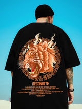 Anime Tribal flames – Mens Summer Tiger Head Print T Shirts 2025 Japanese Oversize