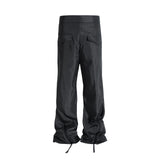 streetwear ribbons functional curve zipper baggy cargo pants for men vibe style straight baggy casual trousers oversized unique cargo style 789
