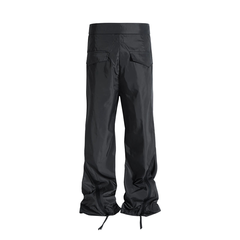 streetwear ribbons functional curve zipper baggy cargo pants for men vibe style straight baggy casual trousers oversized unique cargo style 789