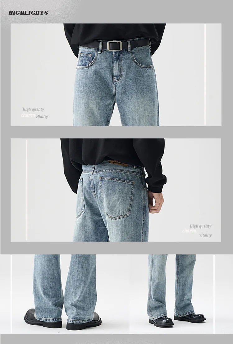 mens retro fashion high street loose casual denim micro flared pants jeans men streetwear plus size jeans trousers 28 40 unique jeans style 2691