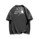 Y2k Broken heart – Trendy Street American Spider Web Print Round Neck Short Sle