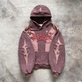 Vaporwave Drop – Y2K Patch Design Loose Zip Hoodies For Men Geometric Pattern – Streetwear Fashion for Men & Women