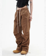 knee fold baggy pants unisex casual elastic waist straight trousers streetwear fashion drawstring women men hip hop y2k joggers unique joggers style 1275