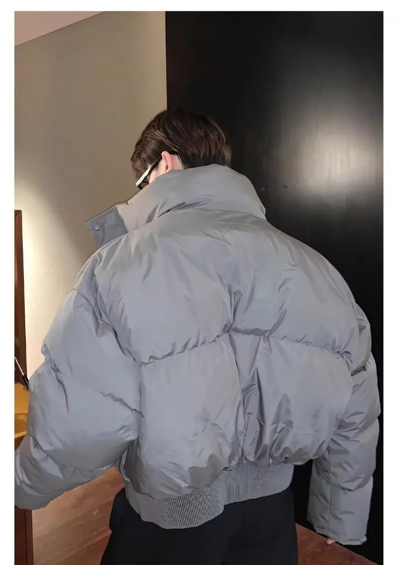 Simplicity Stand Collar Mens Parkas Heavy Winter Thicken Casual Short Cotton Jacket Warm Fashion Coats Male Streetwear New