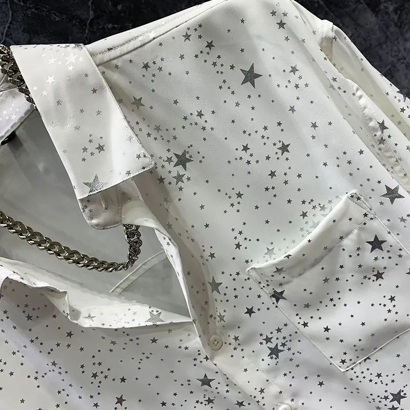 2023 Summer New Fashion Korean Light Luxury Fashion Shirt Men's Loose Long-sleeved Shirt Boutique Clothing Simple Style