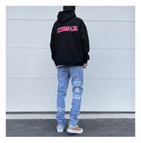 mens high street paisley print denim jeans casual hip hop distressed jeans slim fit skinny denim pants joggers streetwear men unique joggers style 1237