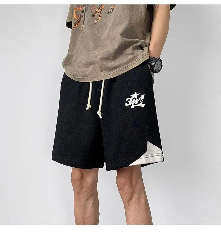 Korean fake two-piece sports basketball shorts men summer American fashion