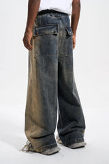 mens high street loose denim jeans casual straight retro washed jeans hip hop streetwear casual wide legs joggers baggy jeans unique joggers style 2868