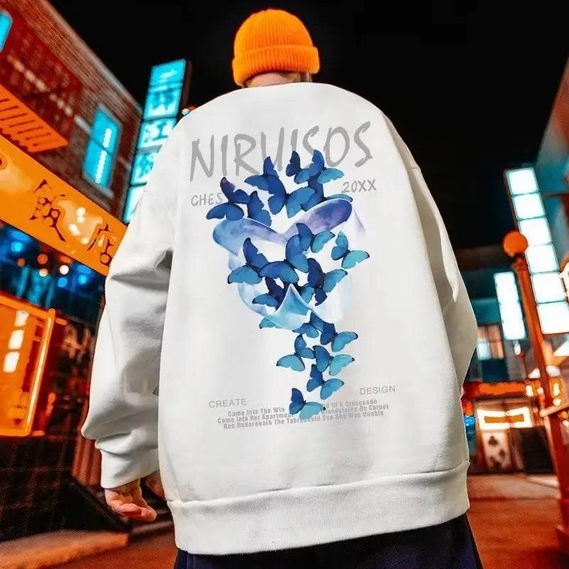 Spring Autumn Long Sleeve Mens Hoodies Korean Fashion Streetweat Print
