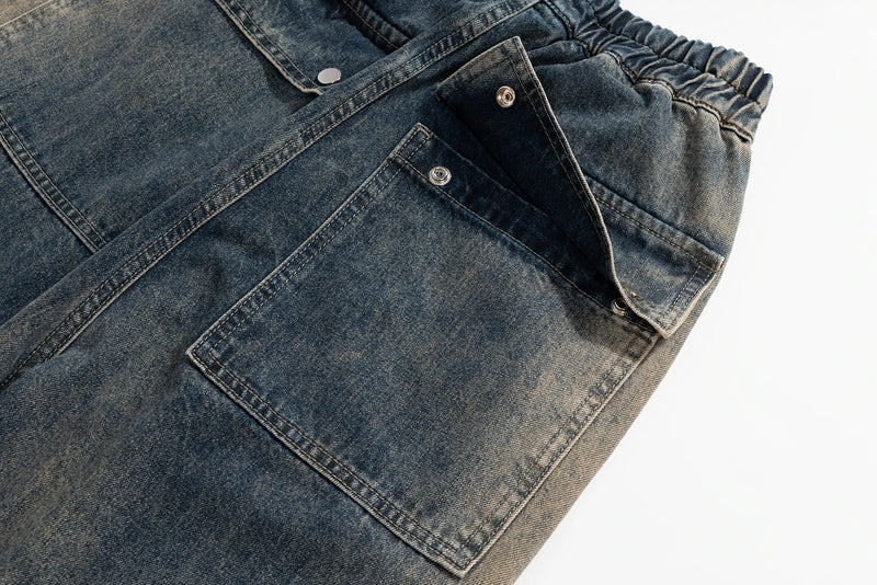 mens high street loose denim jeans casual straight retro washed jeans hip hop streetwear casual wide legs joggers baggy jeans unique joggers style 2876