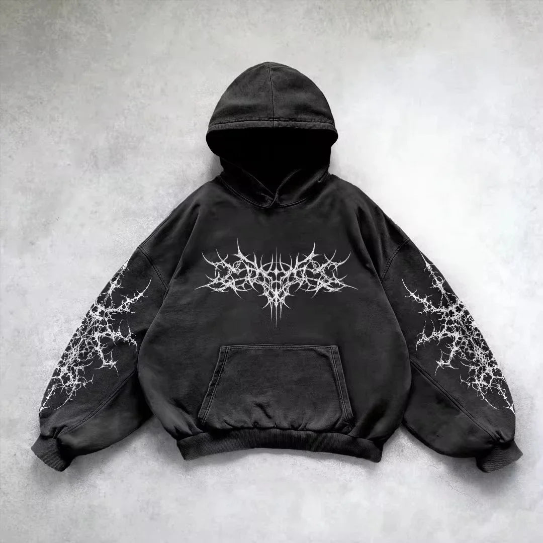American Fashion Joker Goth Printed Zipper Hoodie Men Street Hip Hop L