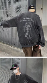 Korean Personalized Distressed Sweatshirt Men's Autumn Trend Brand High Street Handsome Loose Y2K Casual Niche Jacket Youth Tops