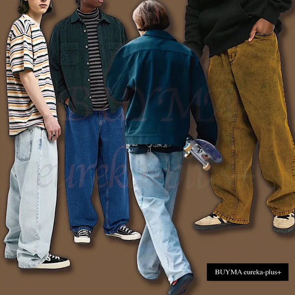harajuku hip hop big boy jeans y2k skateboard pants gothic graphic embroidery retro high waist mens wide trousers baggy jeans ripped baggy denim