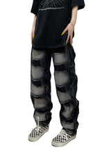 fashion distressed washed wtih moustache effect denim jean pants mens casual straight trousers streetwear hip hop joggers pants unique joggers style 2341