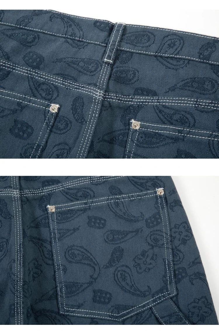 hip hop straight denim jeans pants fashion zipper paisley jeans streetwear mens new casual loose trousers jean pants joggers unique joggers style 4063