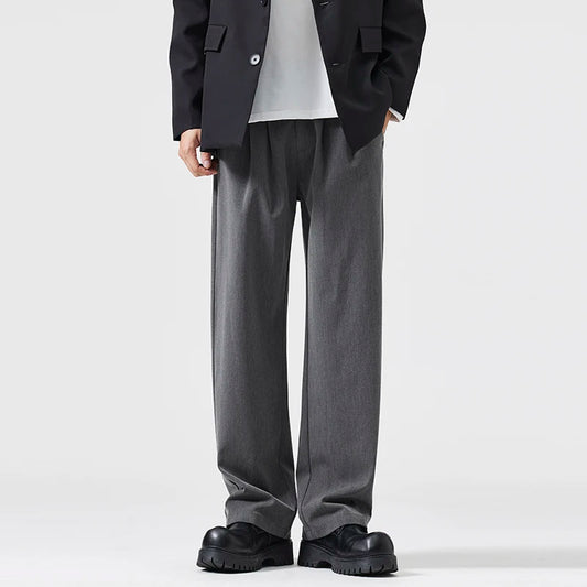 suit pant men korean streetwear fashion loose casual plus size straight suit pant office man commuter pants trousers minimalist street pants