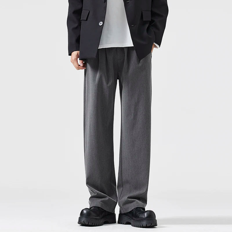 suit pant men korean streetwear fashion loose casual plus size straight suit pant office man commuter pants trousers unique default style 2243