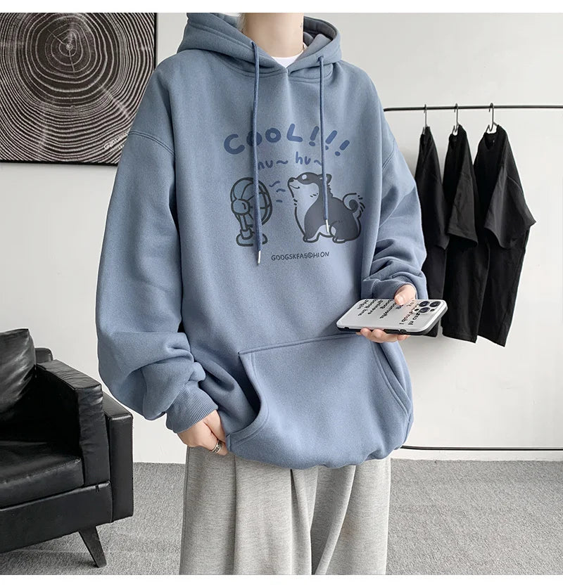 Cool Cartoon Cat Graphic Print Hoodies For Men Y2K Streetwear Clothes