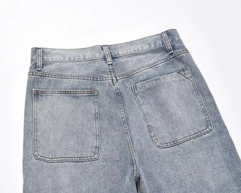 fashion loose streetwear denim jeans new casual wide legs straight jean pants hip hop tassel joggers baggy jeans men clothing unique joggers style 434