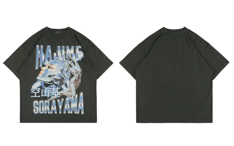 Skatercore Top – Hip Hop Streetwear T Shirt Harajuku Robot Print Short Sleeve – Urban Streetwear for Men & Women