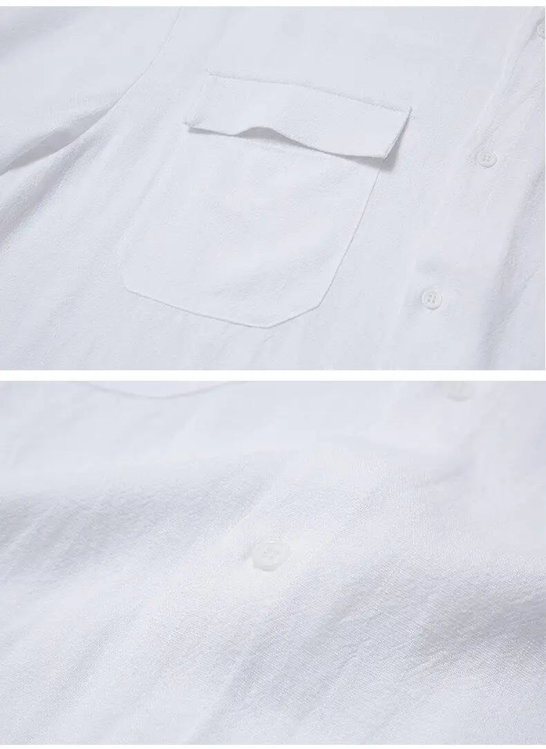 Men Loose Casual Streetwear Fashion Stand Collar Long Sleeve Black White Oversize Shirt Couple Plus Size Shirts Blouses