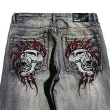 goth hip hop oversized skull embroidery pattern y2k baggy jeans new men and women straight black jeans retro casual denim pants unique jeans style 915