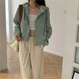 Autumn And Winter New Korean Style Ins Casual Sports Style Striped Hoo
