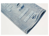 men distressed ripped destroied holes denim jean pants fashion zipper biker jeans streetwear flare pants joggers y2k men s jeans unique joggers style 3809