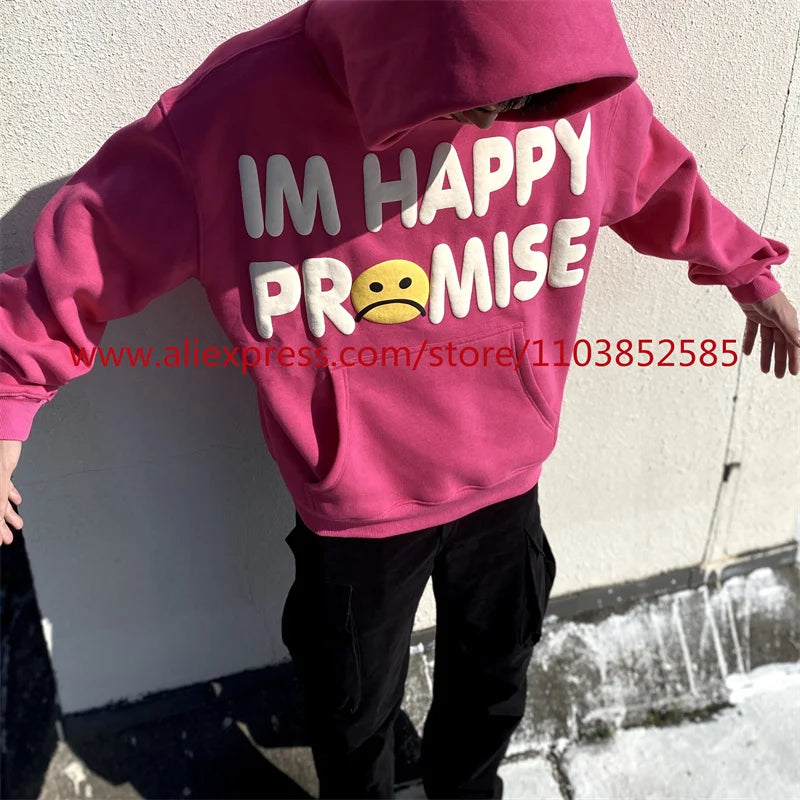 American Heavyweight Vintage Long Sleeved Fleece Hooded Sweatshirt Wit