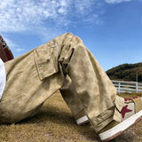 korean street ins overalls men women high street retro personality straight japanese style versatile loose y2k wide leg pants unique default style 3198