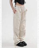 knee fold baggy pants unisex casual elastic waist straight trousers streetwear fashion drawstring women men hip hop y2k joggers unique joggers style 1265