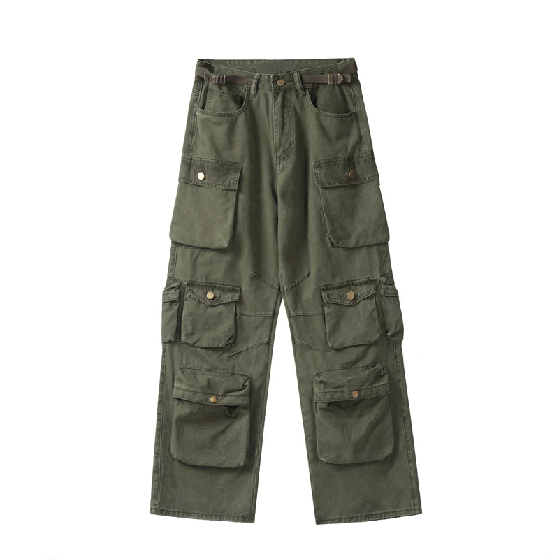 unisex hip hop pants retro cargo pant streetwear multi pockets zipper harajuku joggers new casual loose straight baggy trousers unique joggers style 2084
