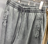 high street dark distressed vintage baggy joggers pants ins versatile drawstring sports pants men washing wax dyeing sweatpants unique joggers style 3202