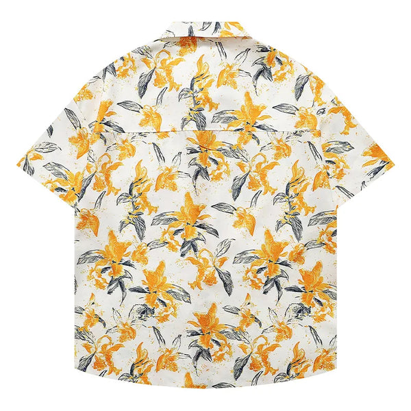 Men's Shirts Casual Fashion Hawaiian Shirts Sclassic Flower Pattern Half Sleeve Shirt Beach Fashion Versatile Tops Unisex