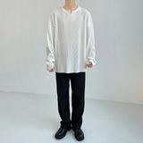 Y2k Graphic tee – Mens V Neck Pleated Long Sleeved T Shirt Autumn Trend Loose