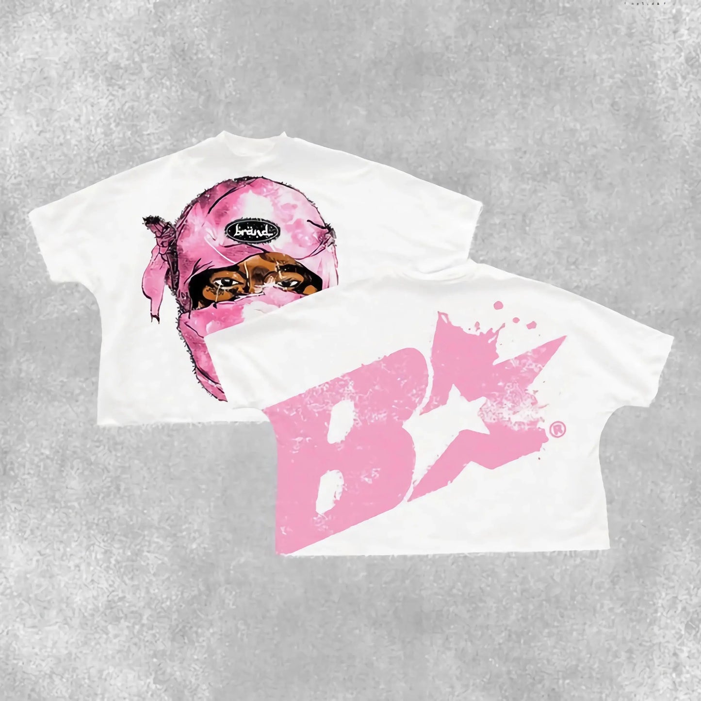 sadcore anime shirt with tech glitch effect and flame strokes