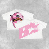 sadcore anime shirt with tech glitch effect and flame strokes