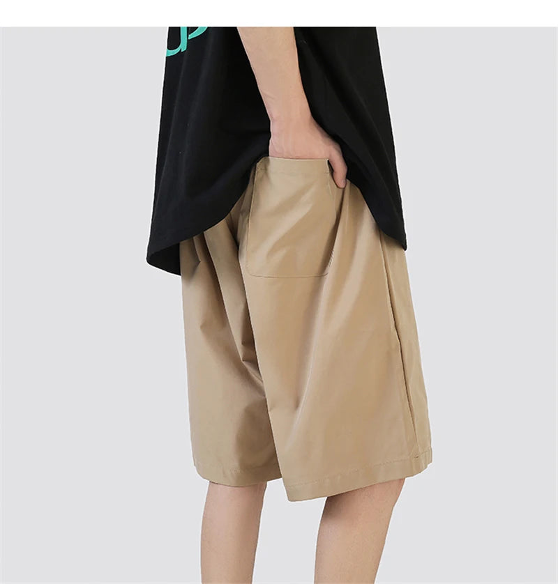 summer mens solid color straight shorts 2024 casual y2k wide leg short pants casual streetwear sweat baggy bermudas hombre unique shorts style 3330
