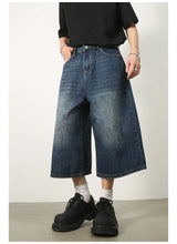 men summer streetwear fashion loose casual wide leg denim calf length jeans pants male vintage jeans baggy hosen pants unique jeans style 1492